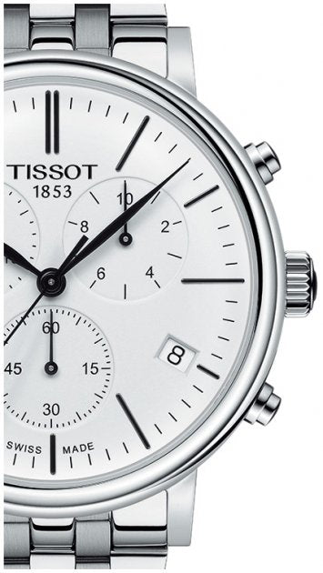 Tissot Carson Premium Silver Stainless Steel White Dial Chronograph Quartz Watch For Men - T122.417.11.011.00