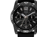 Guess Commander Black Dial Black Rubber Strap Watch for Men - GW0211G3