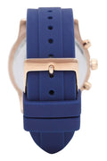 Guess Confetti Diamonds Gold Dial Blue Rubber Strap Watch For Women - W1098L6