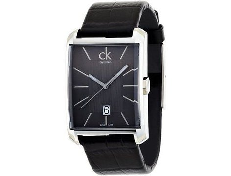 Calvin Klein Window Black Dial Black Leather Strap Watch for Men - K2M21107