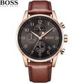 Hugo Boss Navigator Chronograph Grey Dial Brown Leather Strap Watch for Men - 1513496