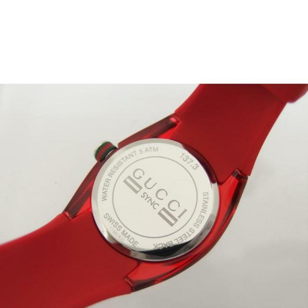 Gucci Sync Quartz Red Dial Red Rubber Strap Watch For Women - YA137303