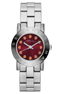 Marc Jacobs Amy Red Dial Silver Stainless Steel Strap Watch for Women - MBM3335