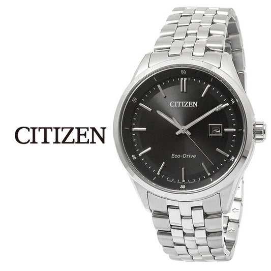 Citizen Eco Drive Black Dial Silver Stainless Steel Watch For Men - BM7250-56E