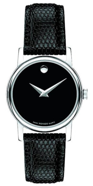 Movado Museum Black Dial Black Leather Strap Watch For Men - 2100002