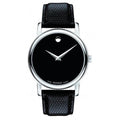 Movado Museum Black Dial Black Leather Strap Watch For Women - 2100004