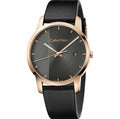 Calvin Klein City Quartz Grey Dial Black Leather Strap Watch for Men - K2G2G6C3