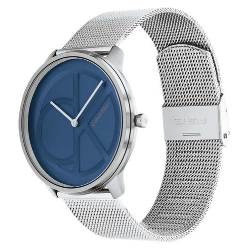 Calvin Klein Minimal Blue Dial Silver Mesh Bracelet Watch for Men - K3M2112N