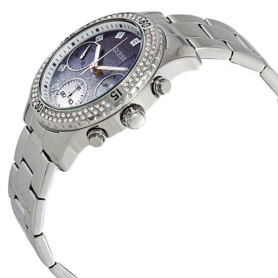 Guess Confetti Diamonds Blue Dial Silver Steel Strap Watch for Women - W0774L6