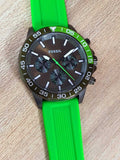 Fossil Bannon Chronograph Grey Dial Green Silicone Strap Watch for Men - BQ2501