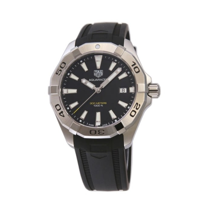 Tag Heuer Aquaracer Quartz Black Dial Black Rubber Strap Watch for Men -  WBD1110.FT8021