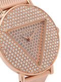 Guess Iconic Diamonds Rose Gold Dial Rose Gold Mesh Bracelet Watch For Women - GW0477L3