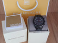 Michael Kors Lexington Chronograph Black Dial Black Steel Strap Watch for Men - MK8320