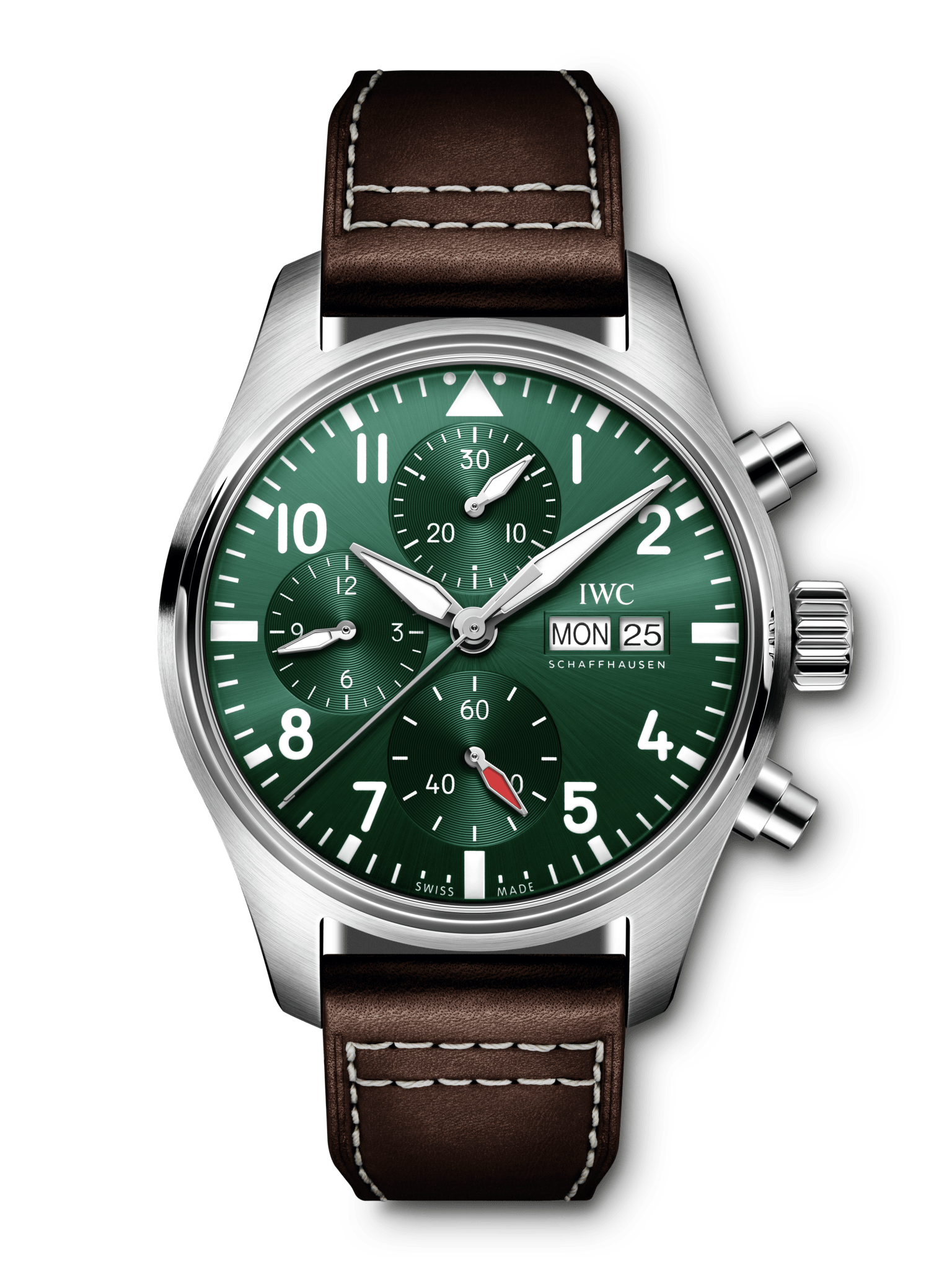 IWC Pilot's Watch Chronograph Edition Racing Green 43mm Green Dial Brown Leather Strap Watch for Men - IW377726