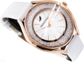 Swarovski Crystalline Aura Crystals Silver Dial White Leather Strap Watch for Women - 5519453