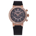 Swarovski Citra Sphere Chronograph Black Dial Black Leather Strap Watch for Women - 5055209