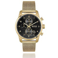 Hugo Boss Skymaster Chronograph Black Dial Gold Mesh Bracelet Watch for Men - 1513838