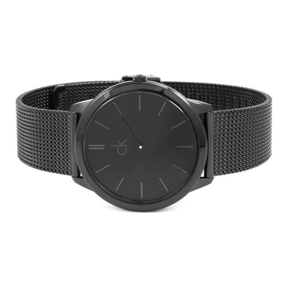 Calvin Klein Minimal Black Dial Black Mesh Bracelet Watch for Men - K3M214B1