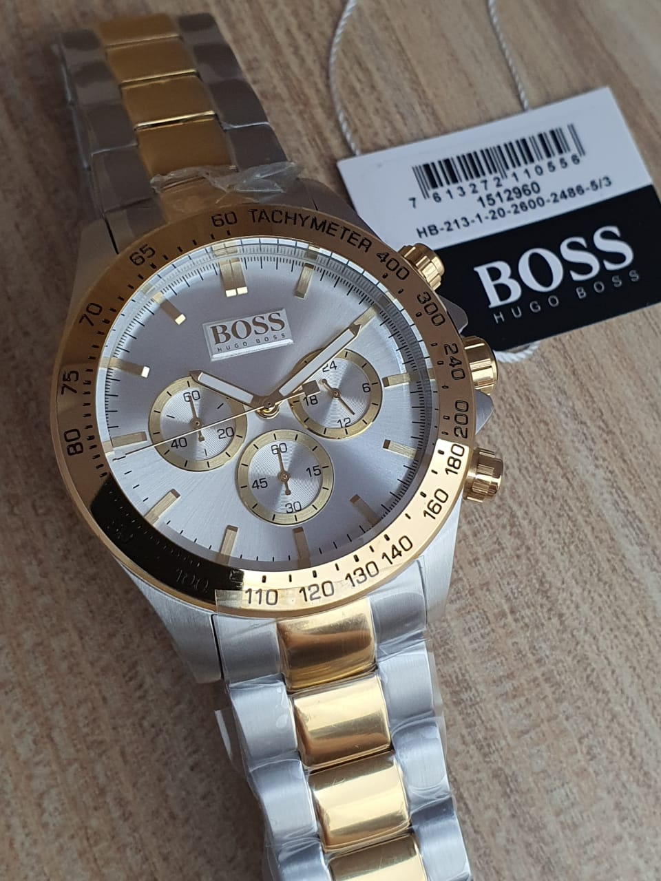 Hugo Boss Ikon Chronograph Gold Dial Two Tone Steel Strap Watch for Men - 1512960