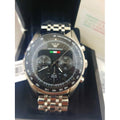 Emporio Armani Tazio Chronograph Team Italia Black Dial Silver Steel Strap Watch For Men - AR5983