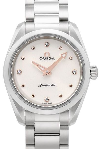 Omega Seamaster Aqua Terra Quartz Diamond Silver Dial Silver Steel Strap Watch for Women - 220.10.28.60.54.001