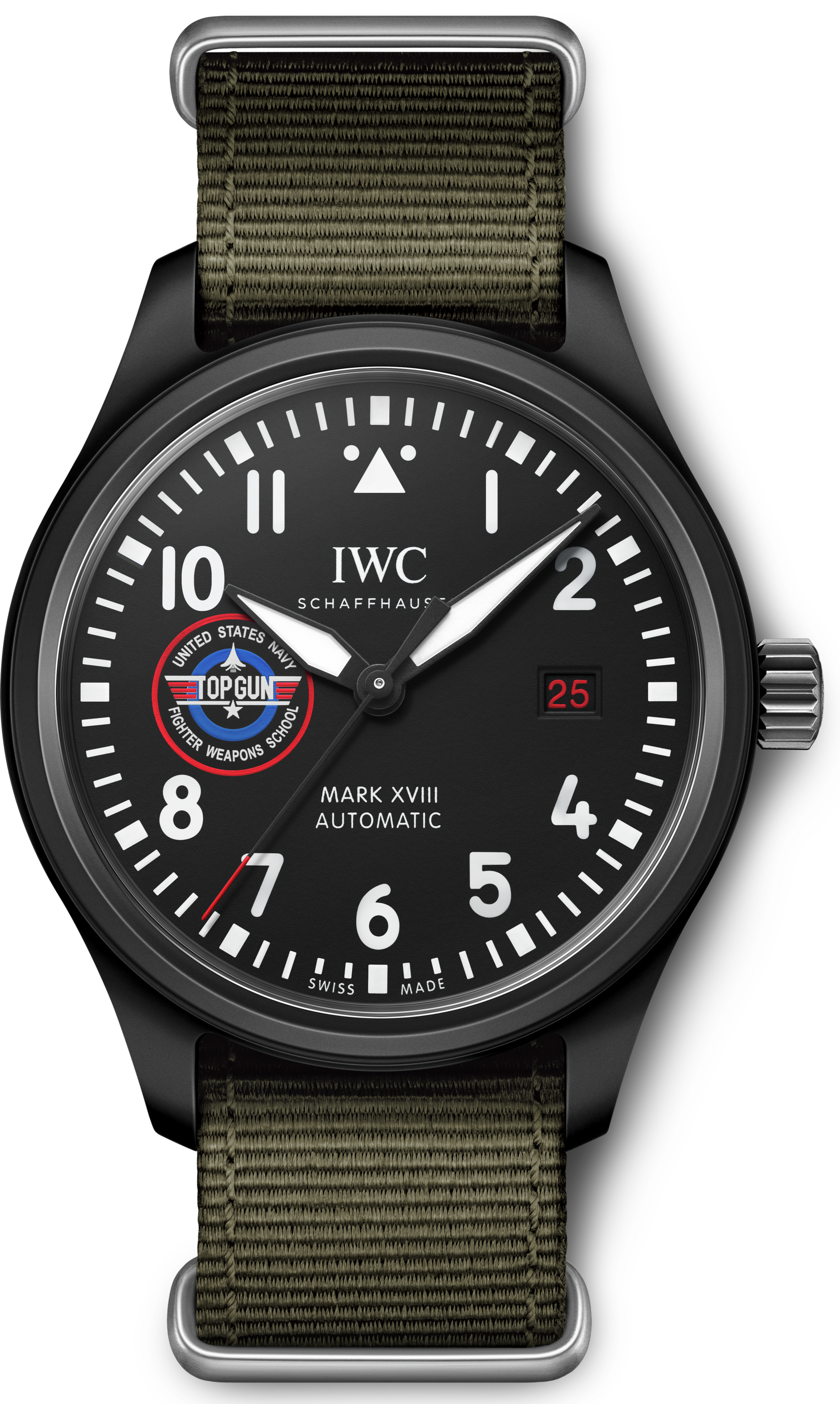 IWC Pilot’s Watch Mark XVIII Top Gun Edition “SFTI” Black Dial Green Nylon Strap Watch for Men - IW324712