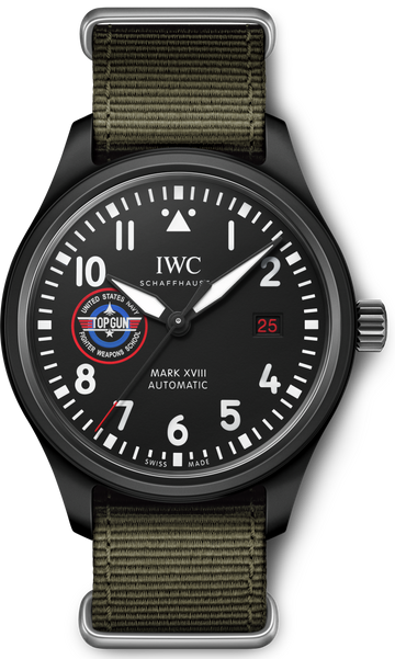 IWC Pilot’s Watch Mark XVIII Top Gun Edition “SFTI” Black Dial Green Nylon Strap Watch for Men - IW324712