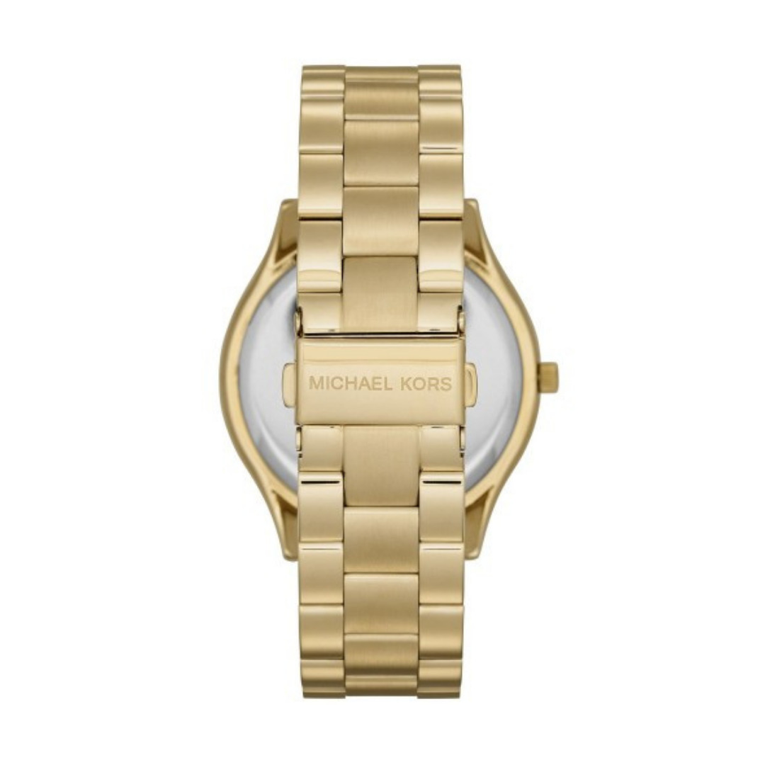 Michael Kors Slim Runway Gold Dial Gold Steel Strap Watch for Women - MK3590