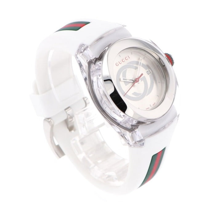 Gucci Sync Quartz White Dial White Rubber Strap Unisex Watch - YA137302