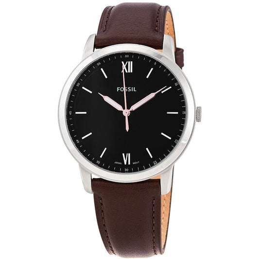 Fossil The Minimalist 3H Black Dial Brown Leather Strap Watch for Men - FS5464