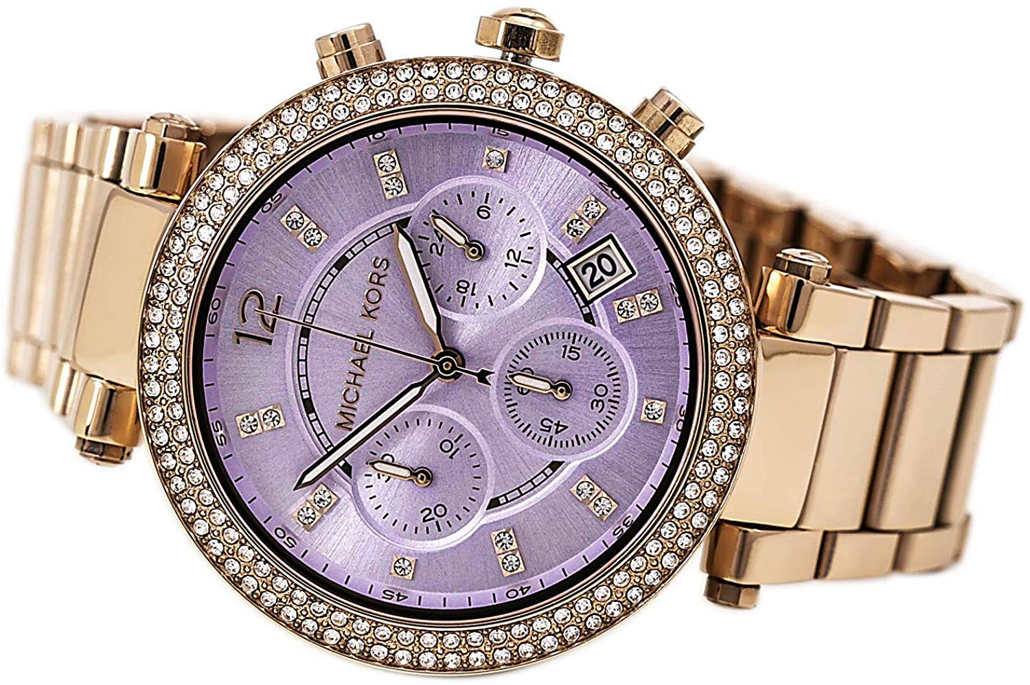 Michael Kors Parker Lilac Dial Gold Steel Strap Watch for Women - MK6169