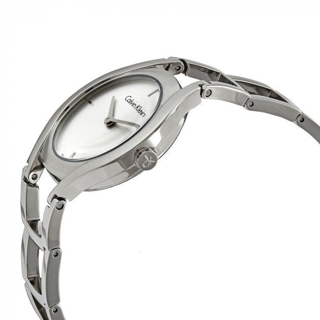 Calvin Klein Class White Dial Silver Steel Strap Watch for Women - K6R23126