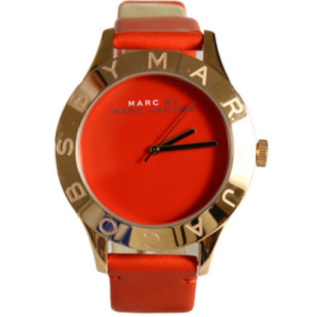 Marc Jacobs Blade Red Dial Red Leather Strap Watch for Women - MBM1210