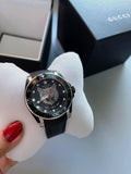 Gucci Dive Feline Quartz Black Dial Black Rubber Strap Watch For Men - YA136323