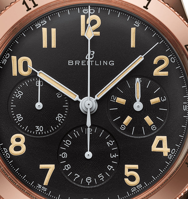 Breitling Avi 1953 Edition Black Dial Brown Leather Strap Watch for Men - RB0920131B1X1