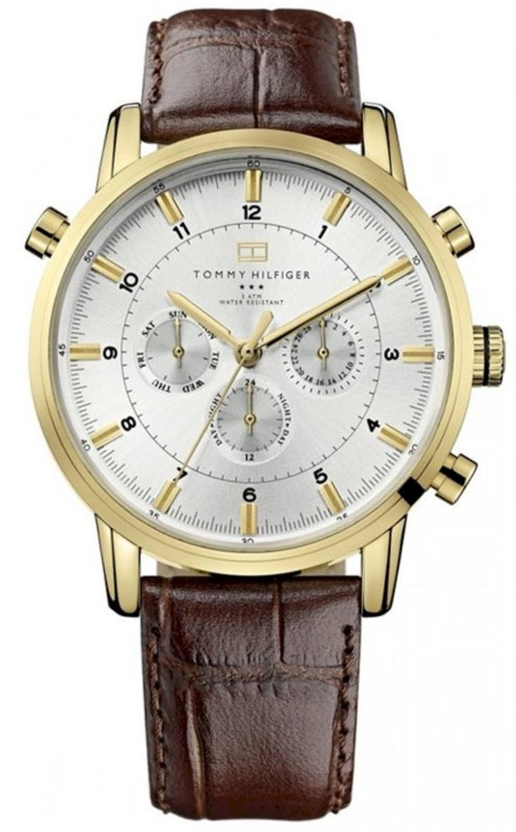 Tommy Hilfiger Harrison White Dial Brown Leather Strap Watch for Men - 1790874