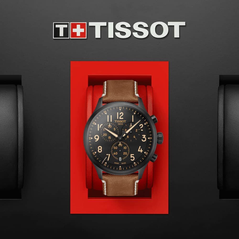 Tissot Chrono XL Quartz Black Dial Brown Leather Strap Watch For Men - T116.617.36.052.03