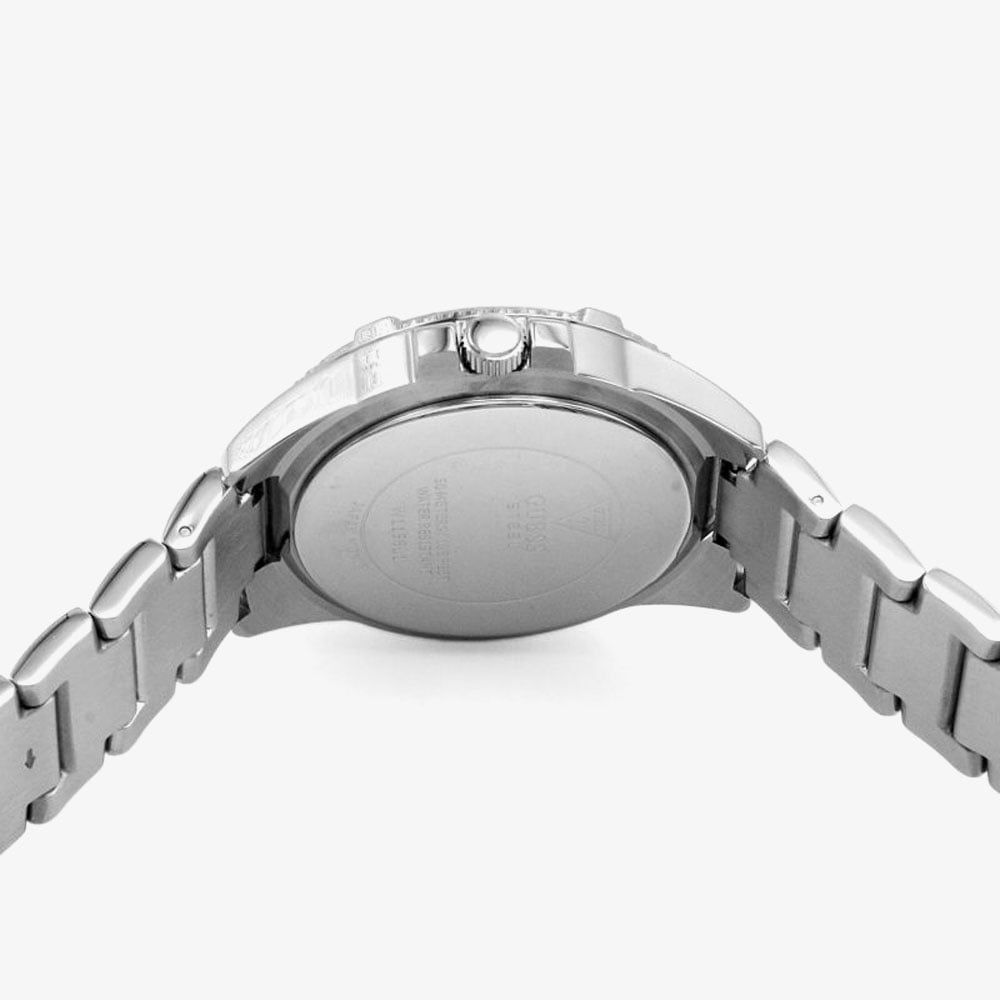 Guess Frontier Diamonds Silver Dial Silver Steel Strap Watch For Women - W1156L1