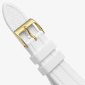 Guess Heiress Diamonds Gold Dial White Rubber Strap Watch for Women - GW0407L2