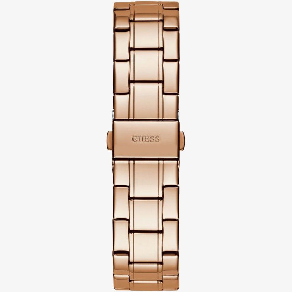 Guess Glitter Diamonds Pink Dial Rose Gold Steel Strap Watch for Women - GW0405L3