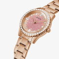 Guess Glitter Diamonds Pink Dial Rose Gold Steel Strap Watch for Women - GW0405L3