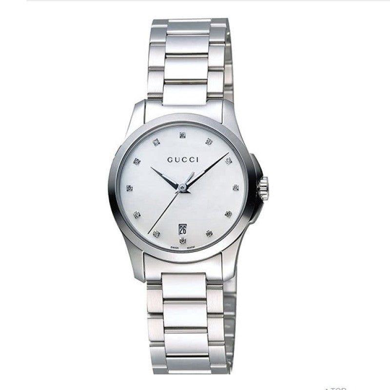 Gucci G Timeless Silver Stainless Steel Mother of Pearl Dial Quartz Watch For Women - YA126542