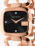 Gucci G Gucci Quartz Black Dial Rose Gold Steel Strap Watch For Women - YA125409