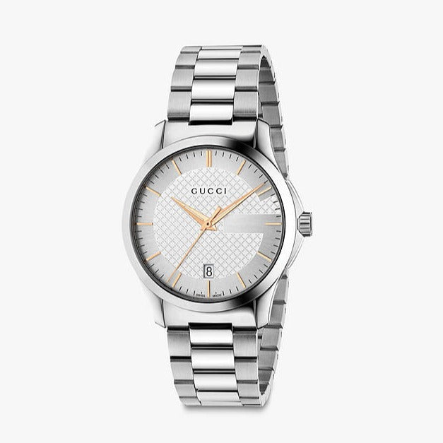 Gucci G Timeless Quartz Silver Dial Silver Steel Strap Unisex Watch - YA126442