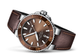 Oris Aquis Date Brown Dial Brown Leather Strap Watch for Men - 0173377304152-0752412EB