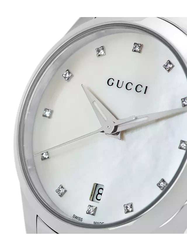Gucci G Timeless Silver Stainless Steel Mother of Pearl Dial Quartz Watch For Women - YA126542