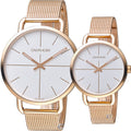 Calvin Klein Even White Dial Rose Gold Mesh Bracelet Watch for Women - K7B23626