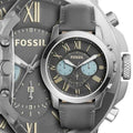 Fossil Grant Chronograph Gunmetal Dial Grey Leather Strap Watch for Men - FS5183