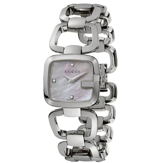 Gucci G Gucci Diamonds Mother of Pearl Dial Silver Steel Strap Watch For Women - YA125502