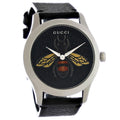 Gucci G Timeless Bee Motif Black Dial Black Leather Strap Watch For Women - YA1264067